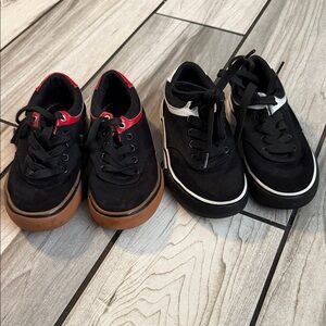 Kids Black Sneakers with Red and White Accents